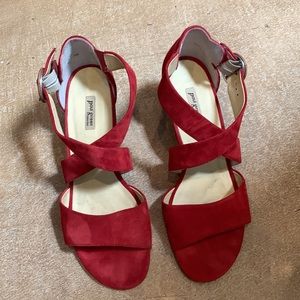 Paul Green Red Suede Heel Sandal